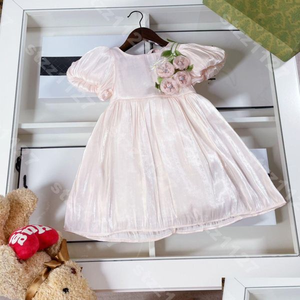 Abiti per ragazze Abiti per bambini di fascia alta Camicie eleganti in seta Designer Fiori ricamati Principessa Serata Party Ch..El Logo Vestiti per bambini di marca Casua Dhqse