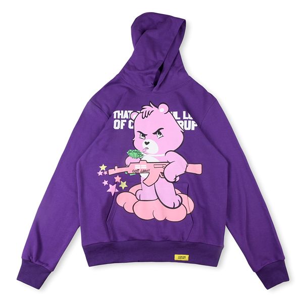 2024 Sweatshirts hooke tasarımcısı Mor Erkek Kadınlar Bear Baskılı büyük boy polar erkek hoodies sweatshirt