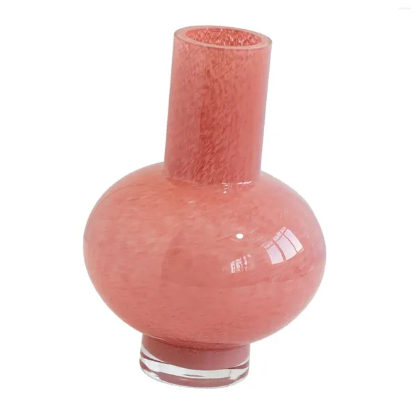 Vasos vaso de flor de vidro elegante simples rosa esmalte vintage pote decorativo para mesa festa entrada quarto housewarming presente