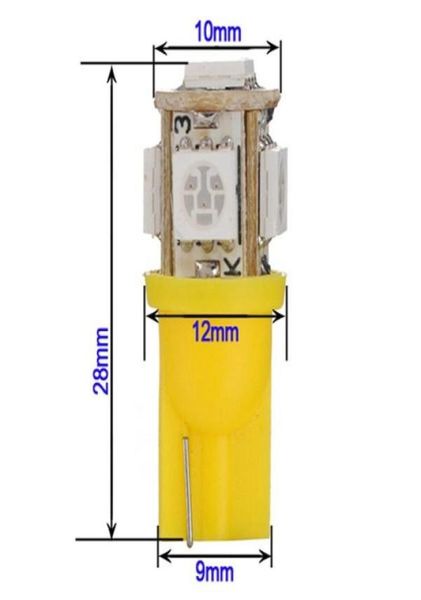 T10 W5W 168 194 Янтарный 5050 SMD 5 Светодиодные автомобильные боковые клиновые фары Лампа 12 В Whole2220998