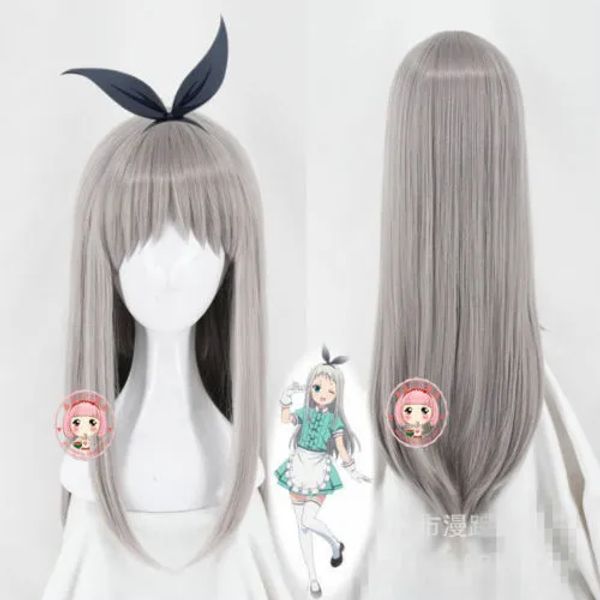 Смешание париков S Kanzaki Hideri Menma Meiko Cosplay Wig Hear Grey Длинные прямые волосы+ парик