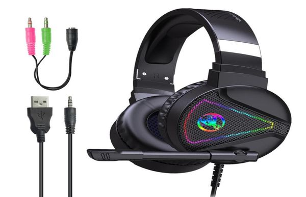 HXSJ Neues USB-Headset, kabelgebundenes Gaming-Headset 71 mit Mikrofon, RGB-Leucht-PC-Notebook, geeignet für Schwarz F163742936