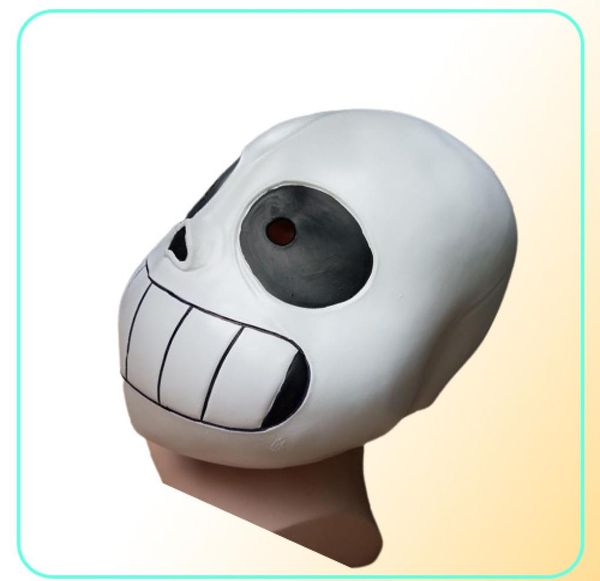 Látex cabeça cheia látex sans máscara cosplay crânio máscara capa máscara halloween adulto crianças undertale sans máscaras capacete fantasia vestido jogo p7969909