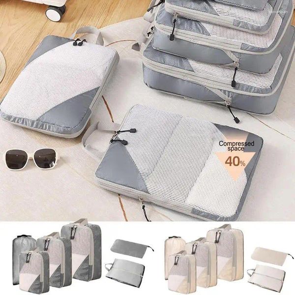 Borse portaoggetti Set di cubi da imballaggio Organizzatori di bagagli portatili Cubi da viaggio Accessori intelligenti per valigie