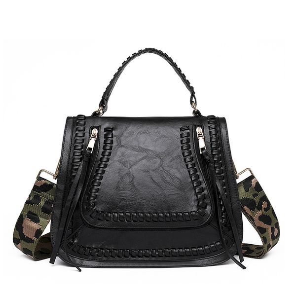 Boho crossbody saco preto camo cinta designer sacos de ombro pu tecer sacolas para mulheres moda luxo designer borlas guitarra cinta bolsas de couro senhoras