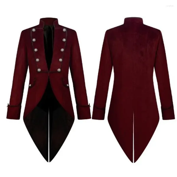 Herren Trenchcoats 2024 Velet Mittelalterliche Jacke Langarm Steampunk Viktorianisches Kostüm für Männer TailCoat Vintage Hochzeitsanzug Nobel Cosplay