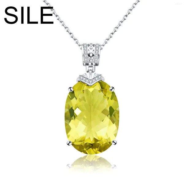 Ciondoli SILE Gioielleria raffinata Donna Argento sterling 925 Naturale 21,85 ct Quarzo limone Pietra preziosa Collane con ciondolo Feste Incontri Matrimonio Gioiello