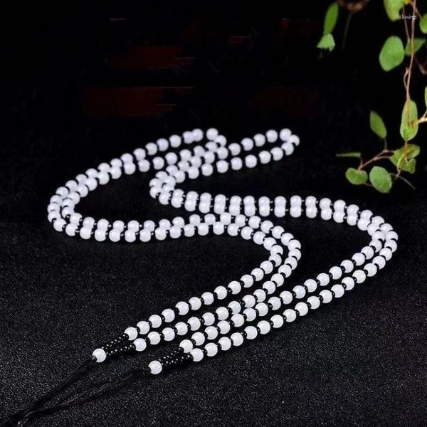 Ожерелья с подвесками Нефритовая веревка Белое ожерелье из бисера Ремешок ручной работы