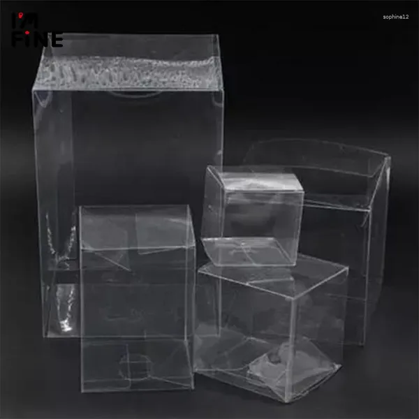 Envoltório de presente 5 pcs Clear PVC Box Embalagem Caixas Casamento Natal Pequeno Transparente Plástico Quadrado Varejo 40 Tamanhos