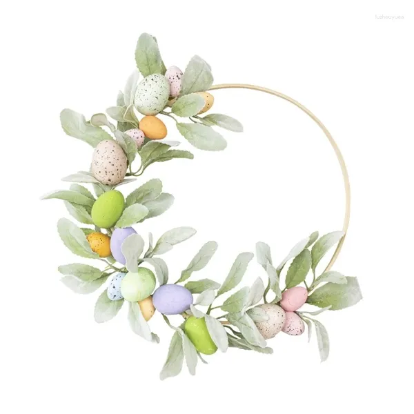 Fiori decorativi Corona di Pasqua Uova pastello per la decorazione della parete della finestra della porta d'ingresso e regalo di celebrazione DropShip da donna