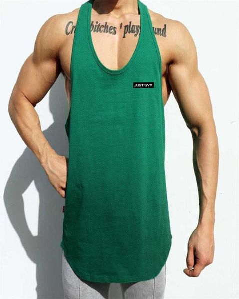 Just Gym Neue Marke Kleidung Herren Mesh Fitness Stringer Tank Top Männer Bodybuilding Weste Laufen Vesr Workout Ärmelloses Shirt1434437