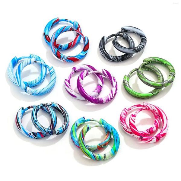 Orecchini a bottone 12mm Cerchio in acciaio inossidabile per donna Smalto multicolore Sfumatura di colore Cerchio Orecchino Accessori per gioielli penetranti 1 paio