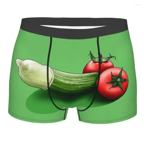 Mutande Cibo Porno Cetriolo Design divertente Mutandine di cotone Intimo da uomo Pantaloncini stampati Boxer