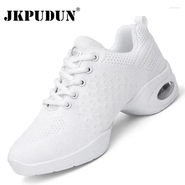 Sapatos de dança femininos dança respirável moderno jazz esporte tênis leve branco senhoras salão plus size 41