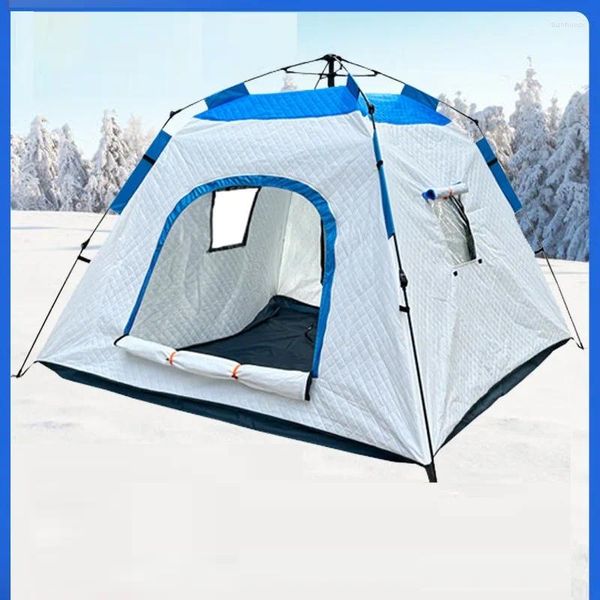 Tendas e abrigos ao ar livre portátil algodão dupla porta tenda camping suprimentos janela pesca natureza caminhadas viagem 4-5 pessoas