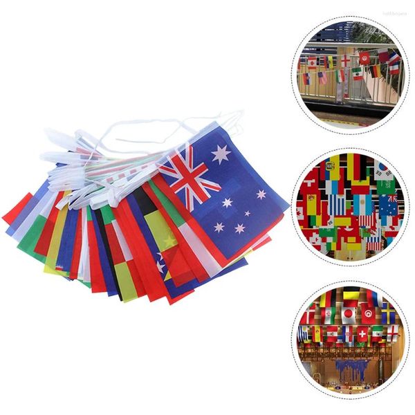 Decoração de festa bandeira corda banners decorativos bandeiras do mundo futebol internacional bunting pingente pendurado país