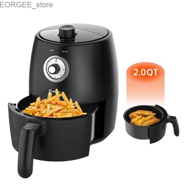 Air Fryers 2qt Air Fryer Mini Air Fryer com lava -louças cesta segura Black Y240402