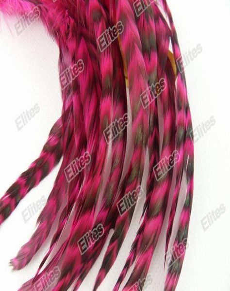 Estensione dei capelli con piume di gallo grizzly 100 pezzi Estensioni di piume 1 ago 200 perline GRF001 47267660