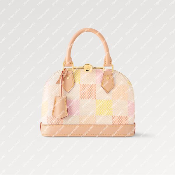 novo quente Alm a BB N40516 concha Pêssego Fecho de zíper duplo Impresso no bolso interno cadeado Chave sino sensação fresca quatro tons pastel diferentes ombro cross-body carry top