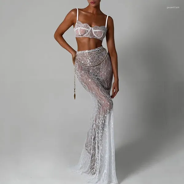 Женская одежда предлагает пляжную накидку, комплекты парео для платья, сексуальный костюм с лямкой на шее из двух предметов, швабра «рыбий хвост», однотонный полиэстер, модное бикини