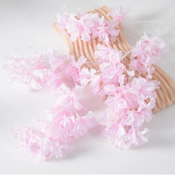 Flores decorativas poste branco flutuante neve flor de cerejeira ramo simulação planta flor artificial casa decoração de casamento