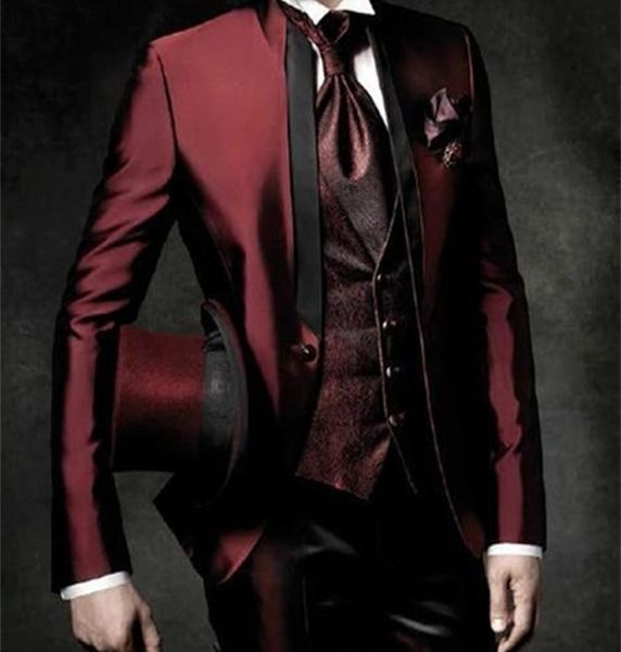 Men039s Anzüge Blazer Weinrot Burgund Anzug Männer Hübsche Hochzeitsanzüge Für Männer Maßgeschneidert Bräutigam Smoking Vintage Italienisch Formal8527599