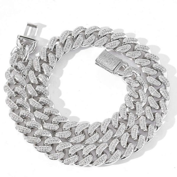 BES Fine Jewelry 15 mm Sterling Sier con GRA Moissanite Diamond Miami Cuban Curb Link Collana a catena da uomo