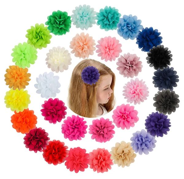 50pcs 32 Farben u picken modische 4 große Chiffon -Stoff Blumen für Mädchen Stirnband Haarzubehör FH03 240328