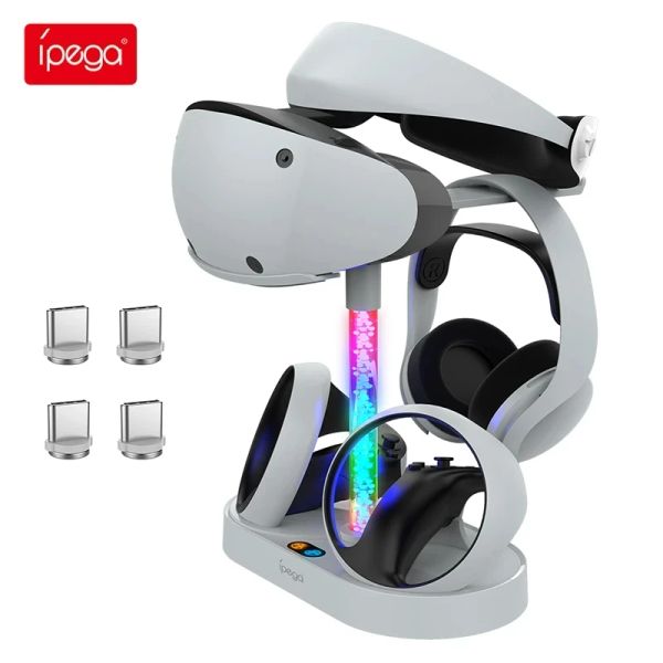 Suporte para ps5 vr2 magnético arco-íris estação de carregamento doca com luz rgb colorida playstation 5 vr2 óculos fone de ouvido suporte carregador base