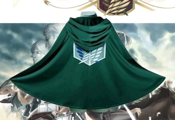 Attack On Titan Costume Mantello verde Anime giapponesi Cosplay Shingeki No Kyojin Felpa con cappuccio Eren Levi Mikasa Mantello Scout Legion Coat5534002