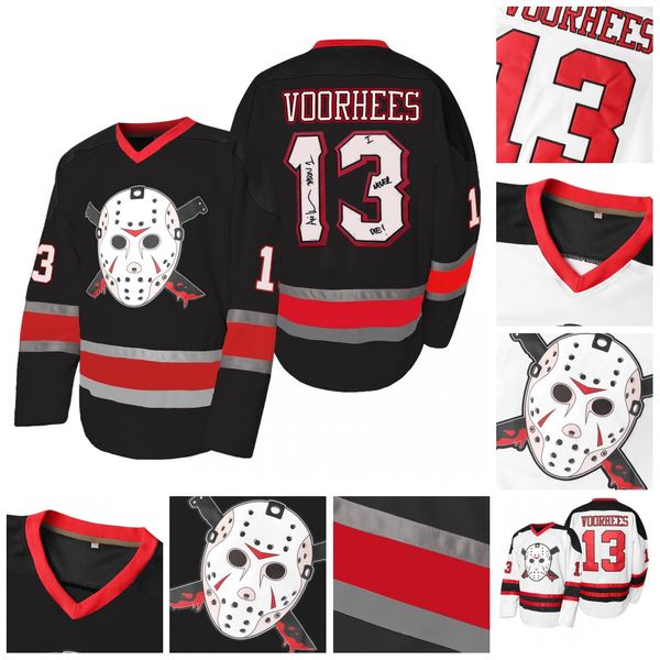 Herren Jason Voorhees „Freitag der 13.“ Eishockey-Trikot, doppelt genäht, Nummer, Name, Logo, Eishockey-Trikots auf Lager, schneller Versand