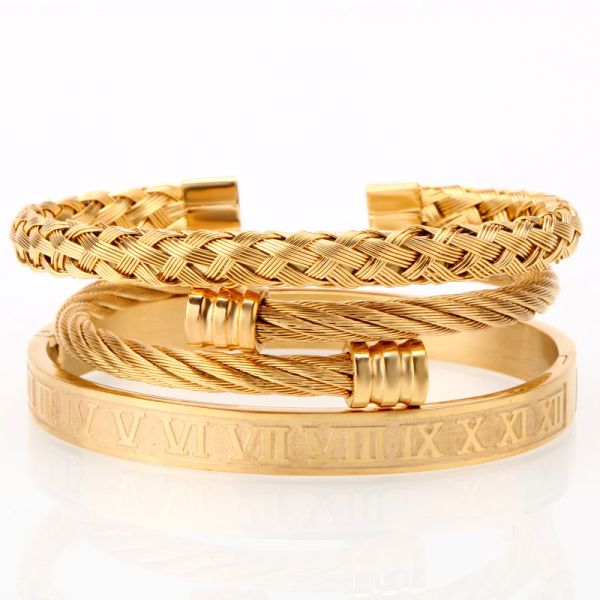 Bangles McLlroy 3pcs/Set Luxury Gold Color 316L нержавеющая сталь.