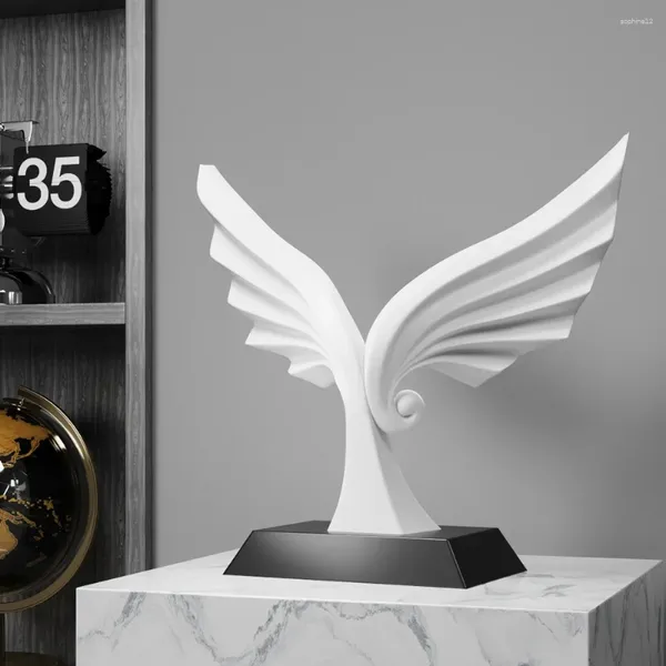 Figurine decorative Decorazioni per la casa Statua bianca creativa dell'ala Stile nordico Decorazione del gabinetto del soggiorno Scultura in resina Artigianato Desktop