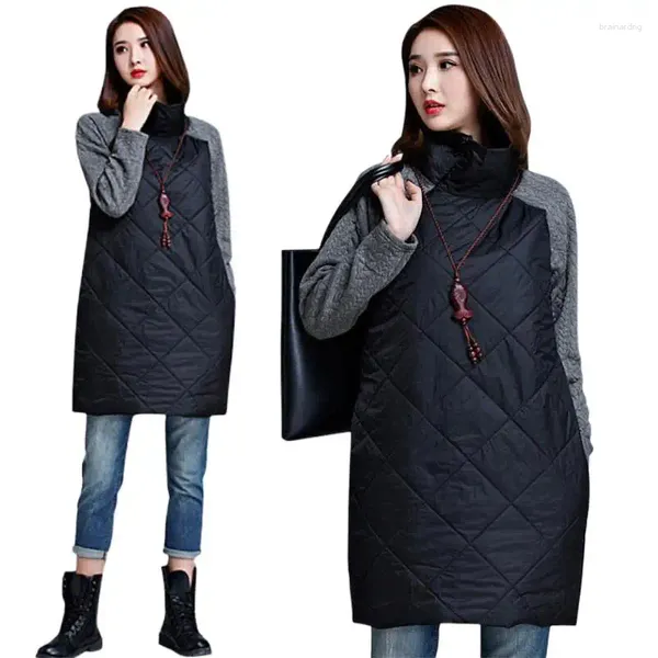 Casual Kleider 2024 Herbst Winter Frauen Baumwolle Kleid Langarm Patchwork Rollkragen Gerade Plus Größe Vintage Lose