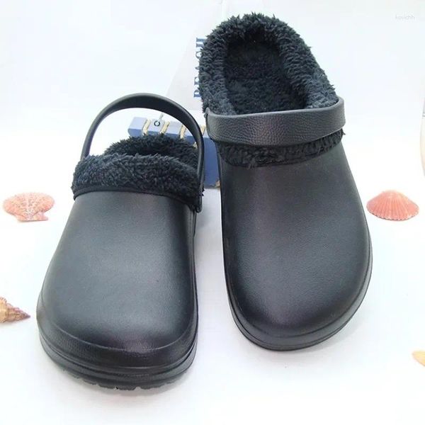 Pantofole da uomo in peluche scarpe da giardino antiscivolo in cotone per la casa autunno e inverno calde impermeabili taglie forti47