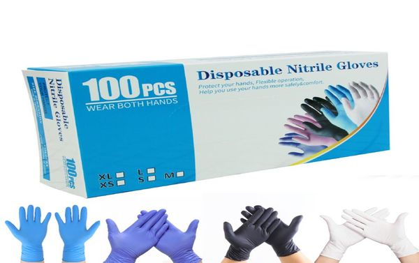 Синие нитриловые одноразовые перчатки, коробка, 100 шт., черный порошок, нелатексные защитные перчатки для салона, бытовой уборки сада9971192