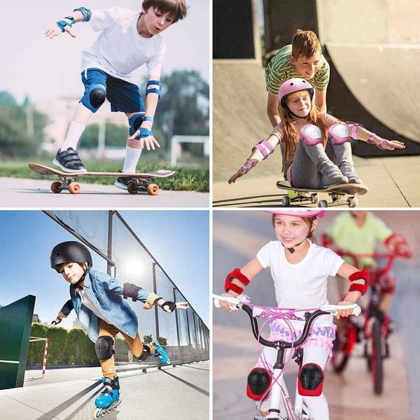 6шт-катание на коньках Защитные шестерни Установка коленных накладных на запястье на запястье локотные колодки велосипедные скейтборд защищен колена для 3-7-летнего ребенка