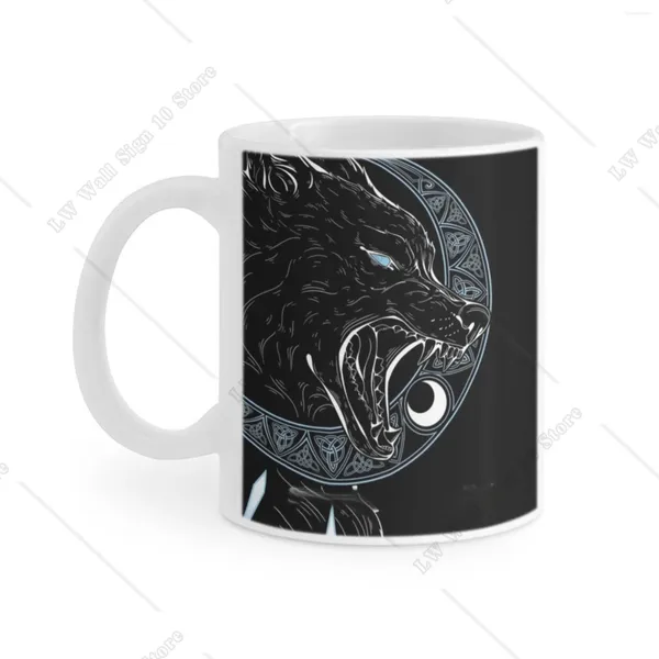 Tazze divorano la luna bianca tazza di caffè tazze da tè da 330 ml mitologia norrena hati skoll vikings nodo lupo odin ragnarock