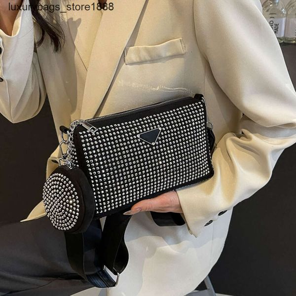 Bolsa de ombro designer tendência americana marca diamante incrustado high-end feminino nova moda e versátil atmosférico ombro transmissão ao vivo bolsa