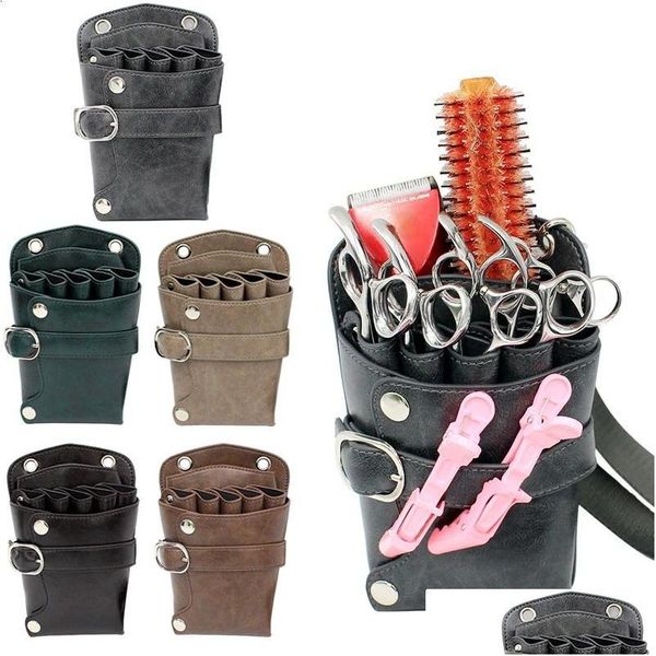 Andere Haarpflege Scherentasche Clips Kammetui Friseursalon Friseur Holster Beutelhalter Werkzeug Salon Hüfttasche Gürtel Pu-Leder Drop Del Dhmei