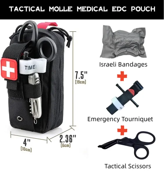 Выживание тактическое Molle Medical EDC Couch EMT Emergency Bangage Tourniquet ножницы с ножницами первой помощи сумка для выживания военный пакет