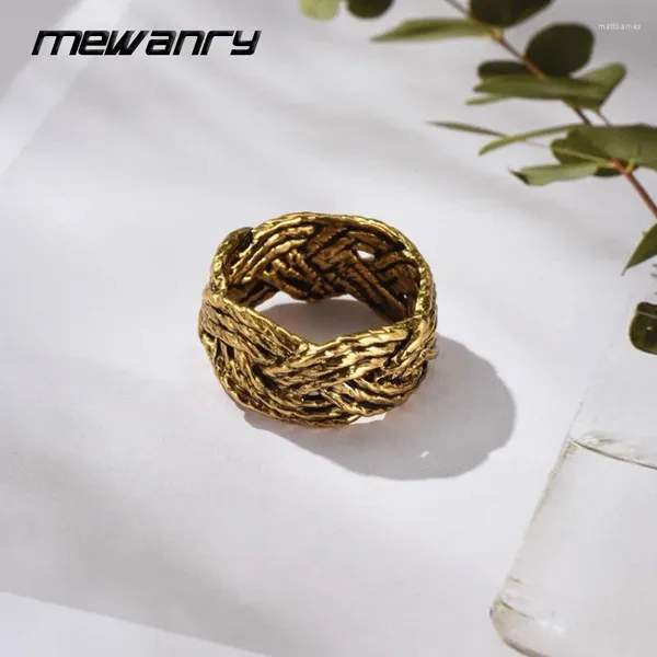 Cluster Ringe Mewanry Gold Farbe Weben Für Frauen Paare Kreatives Design Vintage Temperament Trendy Geburtstag Schmuck Zubehör Geschenke