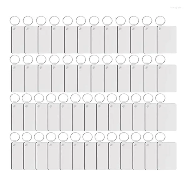 Haken 50 Stück weiße MDF-Rechteck-Sublimationsrohlinge Schlüsselanhänger doppelseitiger Wärmeübertragungsplatinenschlüssel