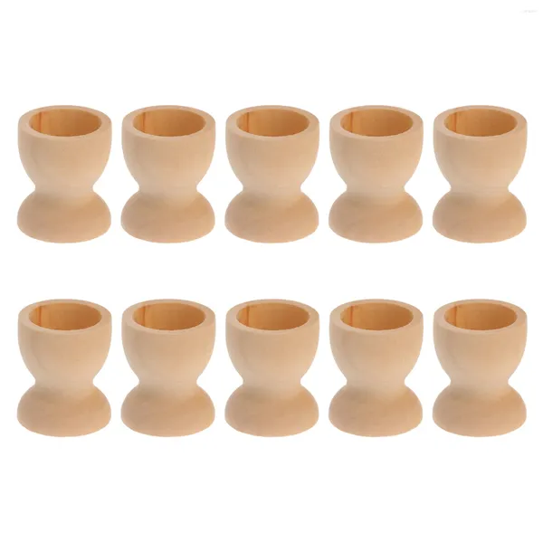 Geschirrsets 20pcs Holz Eierhalter Ständer Tassen unvollendete Holzornamente für DIY Crafts Malerei Party bevorzugt Geschenke