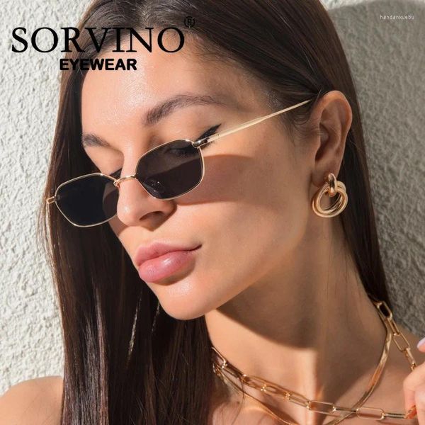 Sonnenbrille SORVINO Retro schmale polarisierte Rechteck 90er Jahre Vintage trendige kleine Rahmen getönte Sonnenbrillen quadratische Hip-Hop-Sonnenbrille