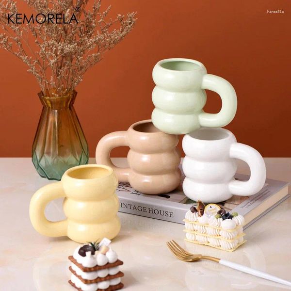 Potes de café 1 pcs copo de água caneca de cerâmica copos nórdicos com alça grande viagem artesanal porcelana drinkware presente