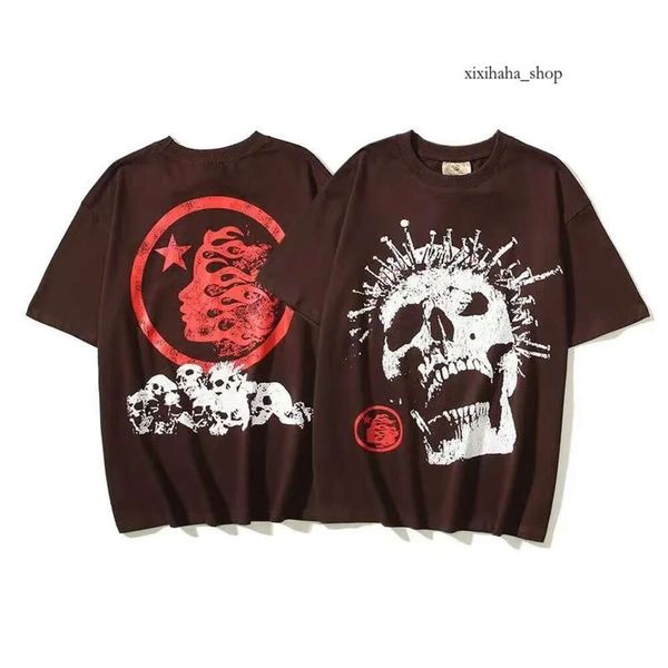 Hellstar Gömlek Tasarımcısı Kısa Gömlek Erkekler Artı Tees Hellstar T Shirt Rapçi Yıkama Gri Ağır El Sanatları Unisex Kısa Kollu Tshirts High Street Retro T-Shirt 15