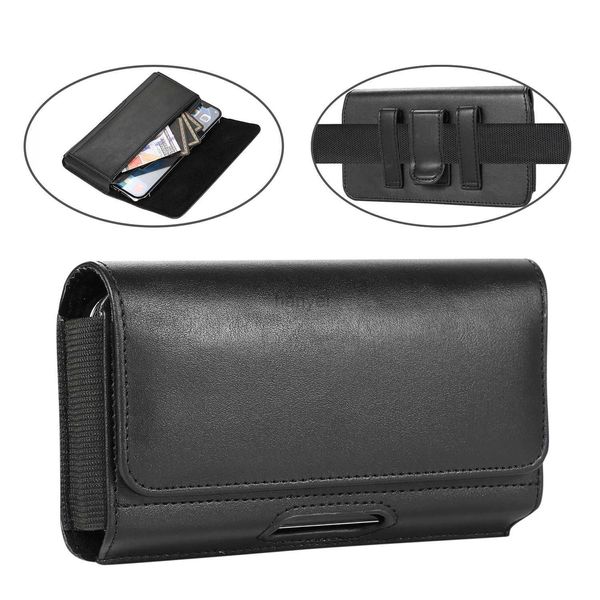 Custodie per cellulari Custodia universale in pelle PU per iPhone Samsung Huawei Redmi Marsupi Flip Borsa con clip da cintura 2442