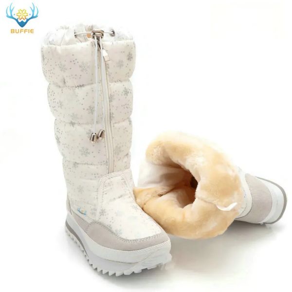 Botas de inverno feminino Botas altas de neve Botas de neve nova palmilha quente mais sapatos de tamanho grande não -lip frete grátis à prova d'água