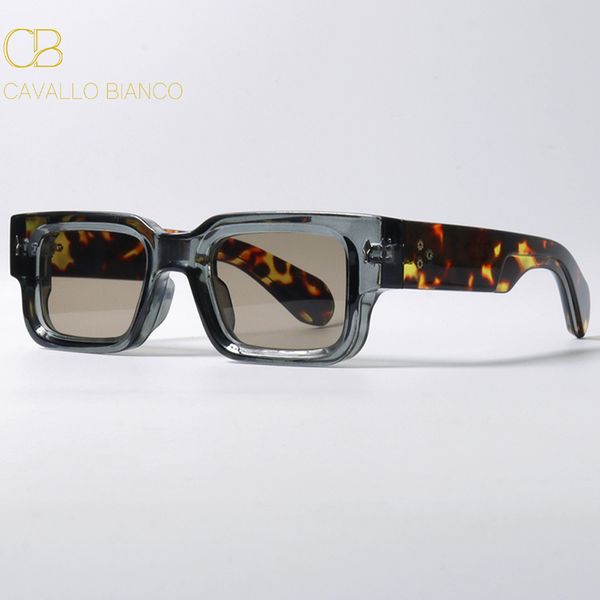 CB Черные квадратные солнцезащитные очки мужчины женщины в стиле стимпанк Маленький авиатор белый дизайнер ретро -туристический прямоугольник прямоугольник Gothic Толстые Y2K Future Cavallo Bianco